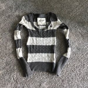 Abercrombie Grey and White Stripped Sweater